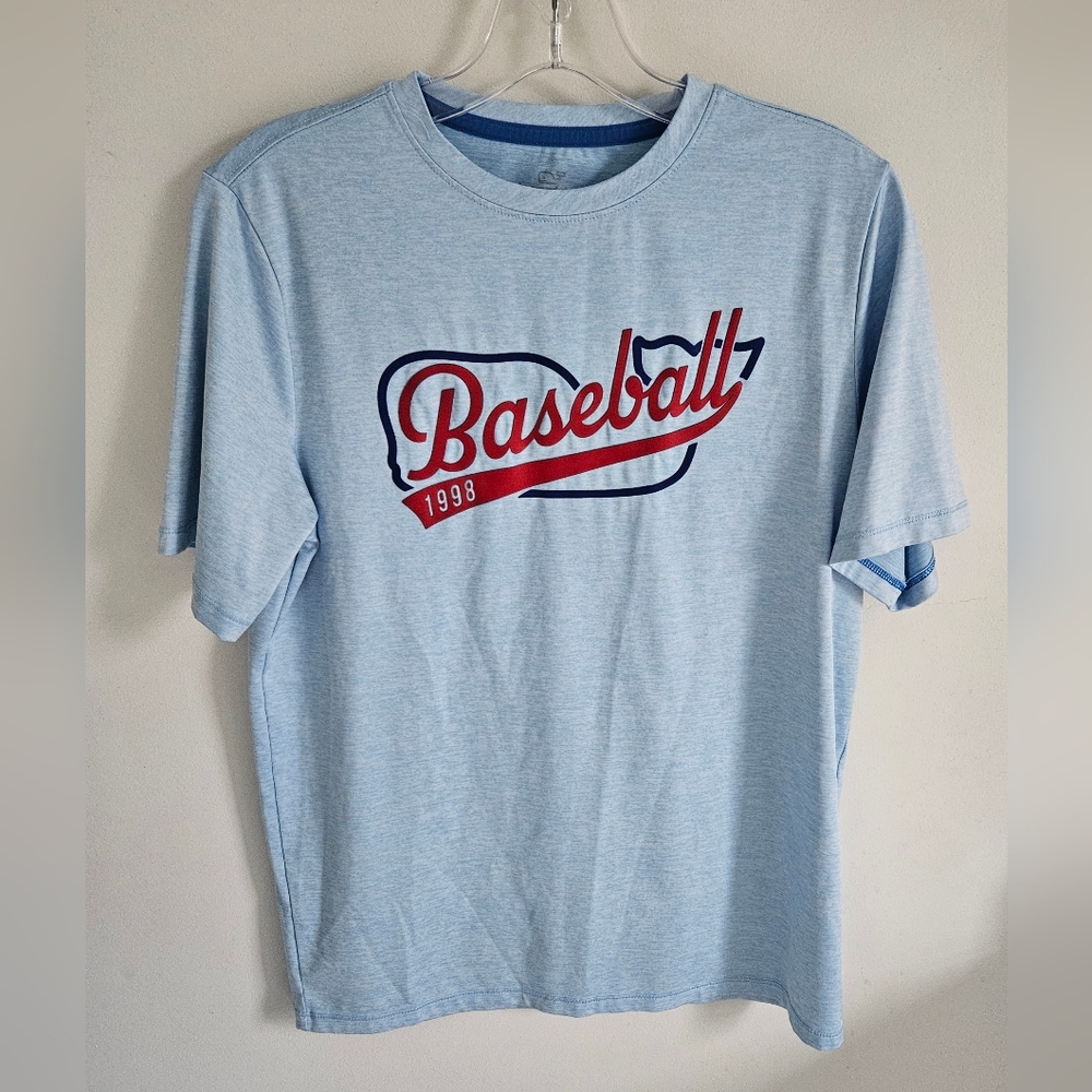 Vineyard Vines Blue Vinyl Letter Baseball Tshirt Short Sleeve